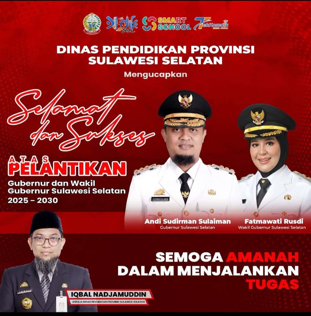 Kadisdik Sulsel Ucapkan Syukur atas Pelantikan Gubernur dan Wakil Gubernur Sulsel 2025-2030