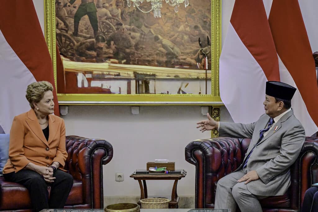 Presiden Prabowo Terima Kunjungan Kehormatan Presiden NDB Dilma Rousseff di Istana Merdeka