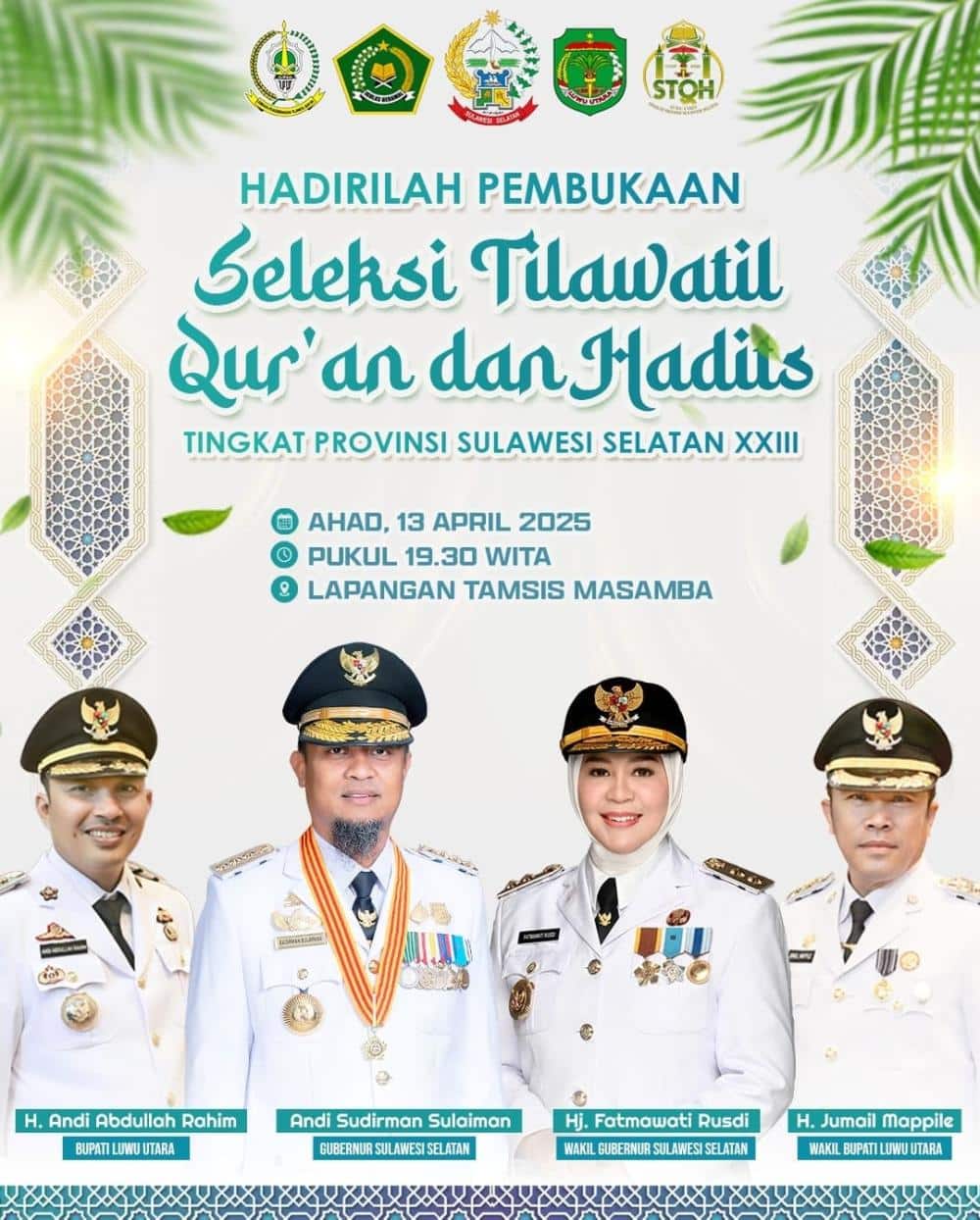Angkat Tema Mewujudkan Generasi Qur’ani Menuju Sulsel Unggul dan Bermartabat, STQH XXIII Tingkat Provinsi 2025 Digelar di Luwu Utara