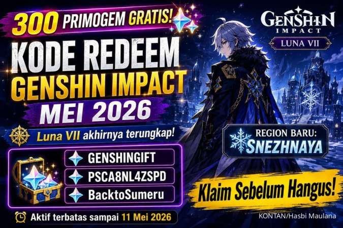 Kode Redeem Genshin Impact Mei 2026 Terbaru Livestream Luna VII, Siap Klaim Primogem!