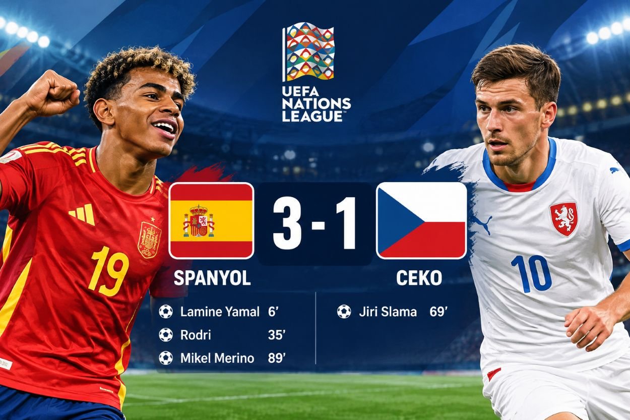 Hasil Spanyol vs Ceko 3-1: Lamine Yamal Cetak Gol, La Roja Kokoh di Puncak