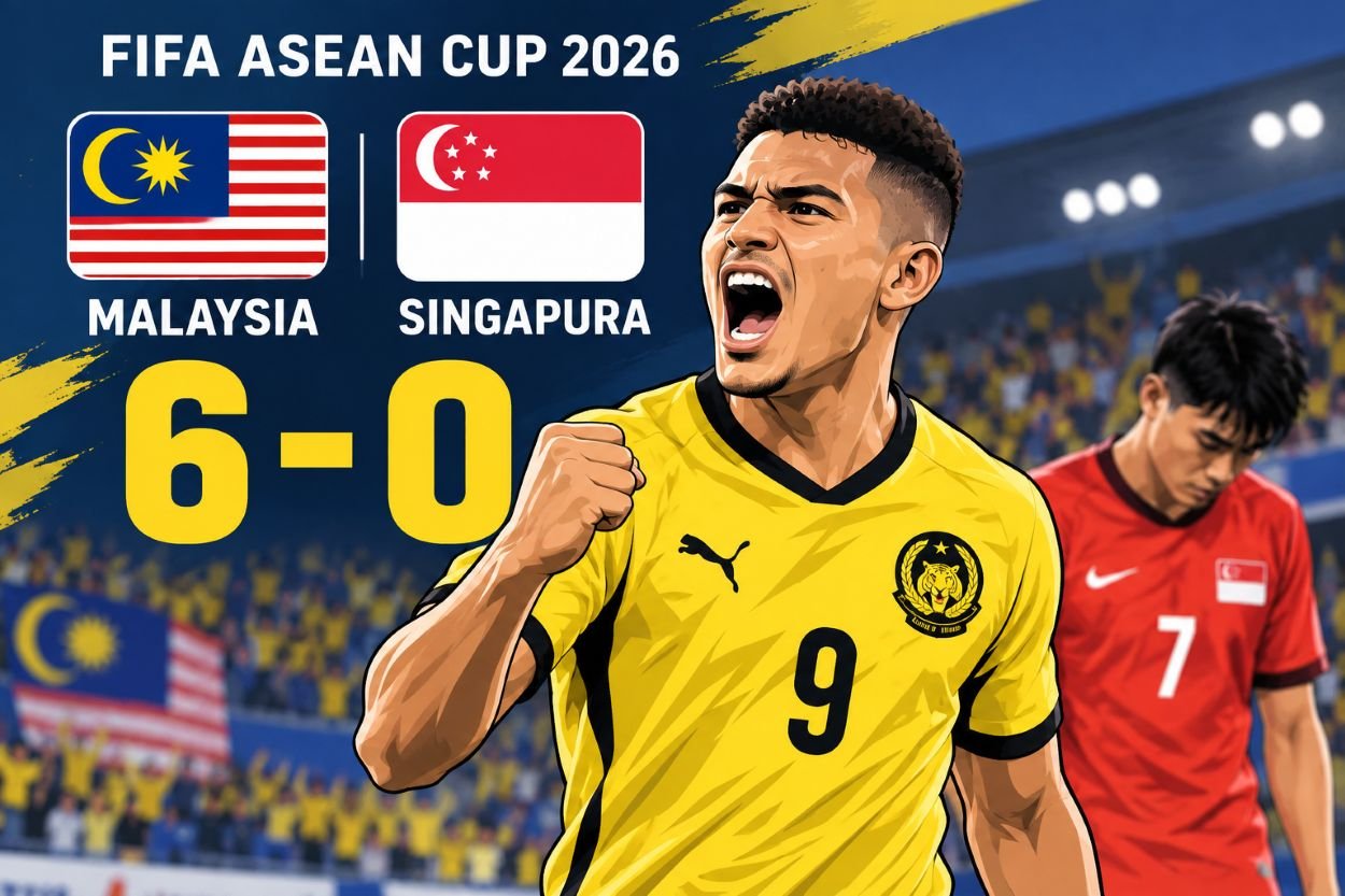 Malaysia vs Singapura 6-0: Bergson Hat-trick, Harimau Malaya Finis Runner-up Grup A