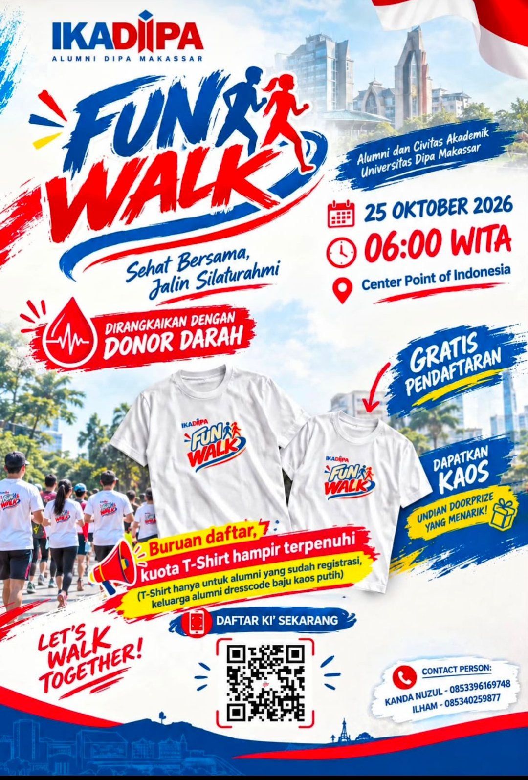 Jalin Silaturahmi Lintas Angkatan, IKADIPA Gelar Fun Walk dan Donor Darah di CPI Makassar